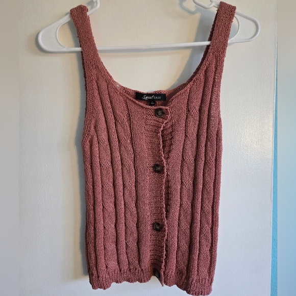 Sweet Rain Mauve Knit Button-Down Tank Size Large - Picture 1 of 4